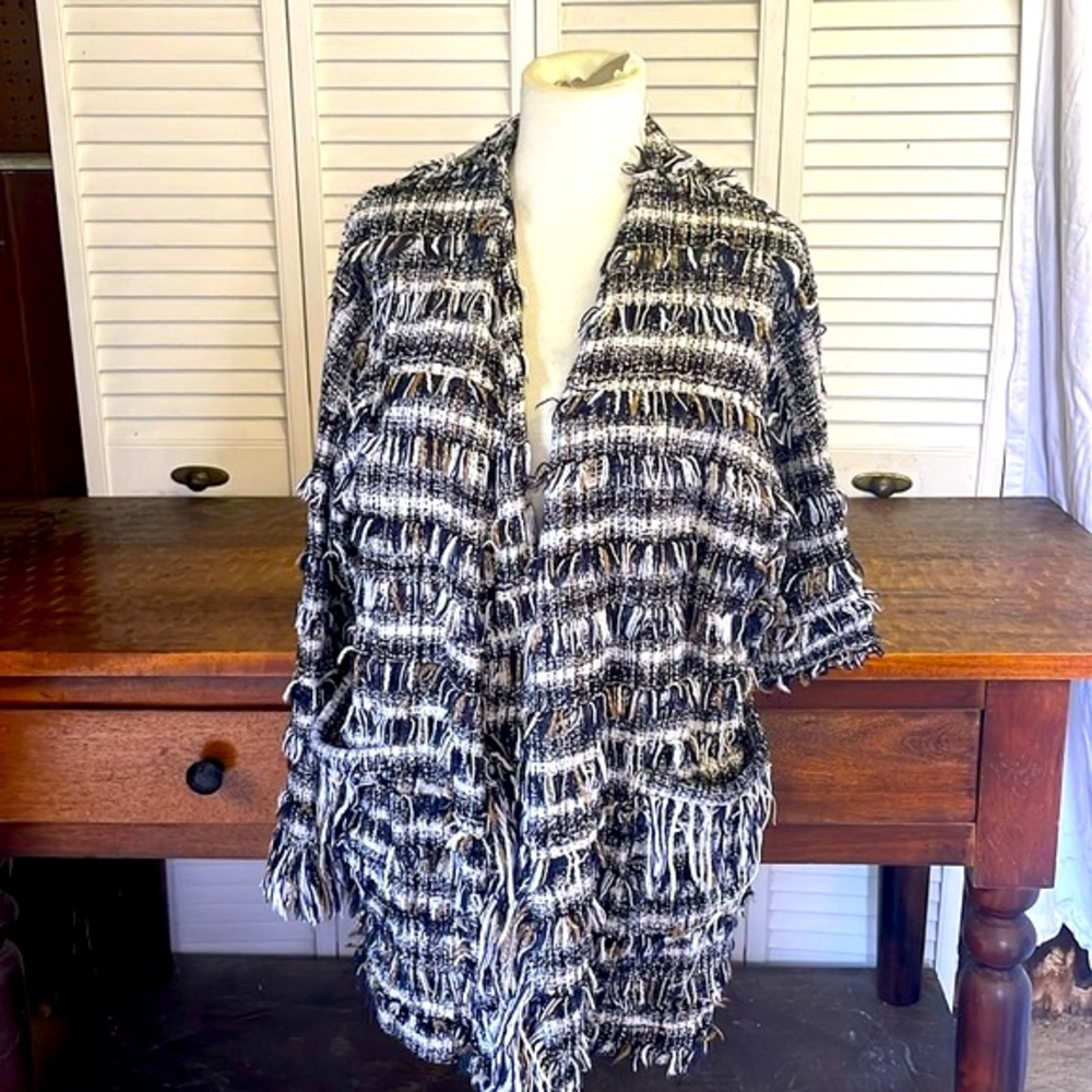 Zara Basic Fringe Long Cardigan Jacket